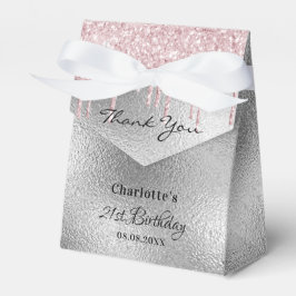Birthday Party Silber Glitzer Tropfen Rosa Danke Geschenkschachtel
