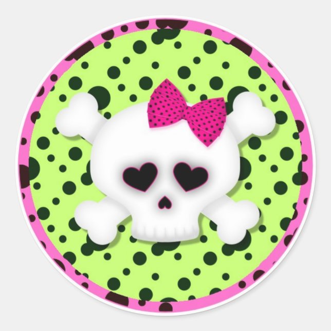 Birthday Party Skull Cupcake Toppers Stickers (Vorderseite)