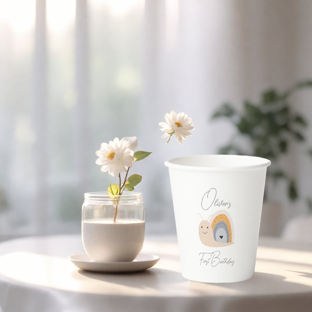 Birthday Party Snail Rainbow Rain Pappbecher (Von Creator hochgeladen)