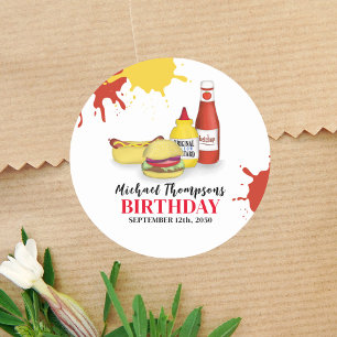 Birthday Party Summer GRILLEN Custom Runder Aufkleber