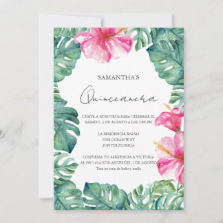 Birthday Party Tropical Theme Quinceanera Einladung