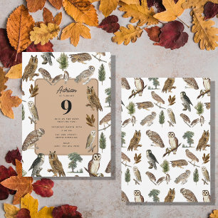 Birthday Party Vintag Owl Watercolor Forest Bird Einladung