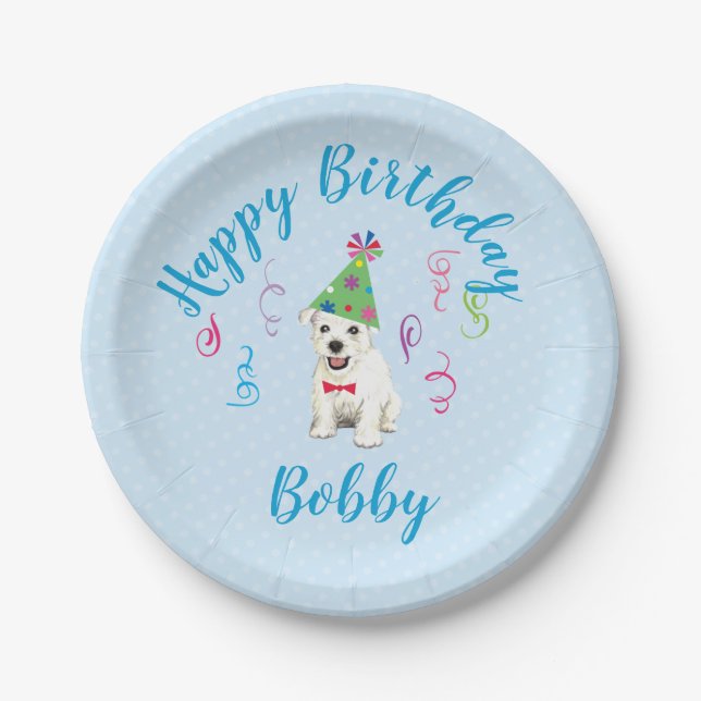 Birthday Party Westie Paper Teller (Vorderseite)