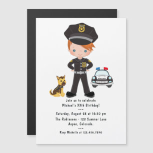 Birthday Party zum Thema Polizei Magneteinladung