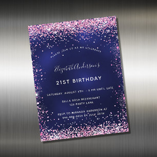 Birthday Partynavin blauen rosa Einladungsmagnet Magnetkarte