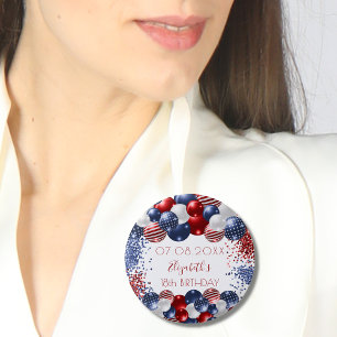 Birthday patriotic USA Rot-Weiß-Flagge Button