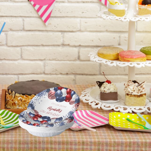 Birthday patriotic USA Rot-Weiß-Flagge Pappteller (Von Creator hochgeladen)