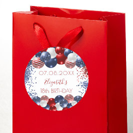 Birthday patriotic USA Rot-Weiß-Flagge Runder Aufkleber