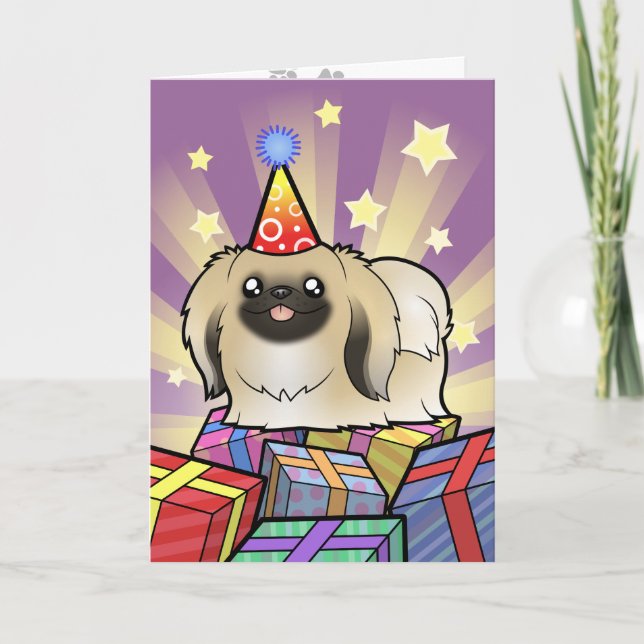 Birthday Pekingese (Vorführschnitt) Karte (Vorderseite)