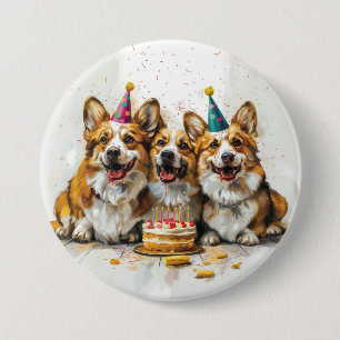 Birthday Pembroke Welsh Corgi Hunde Button