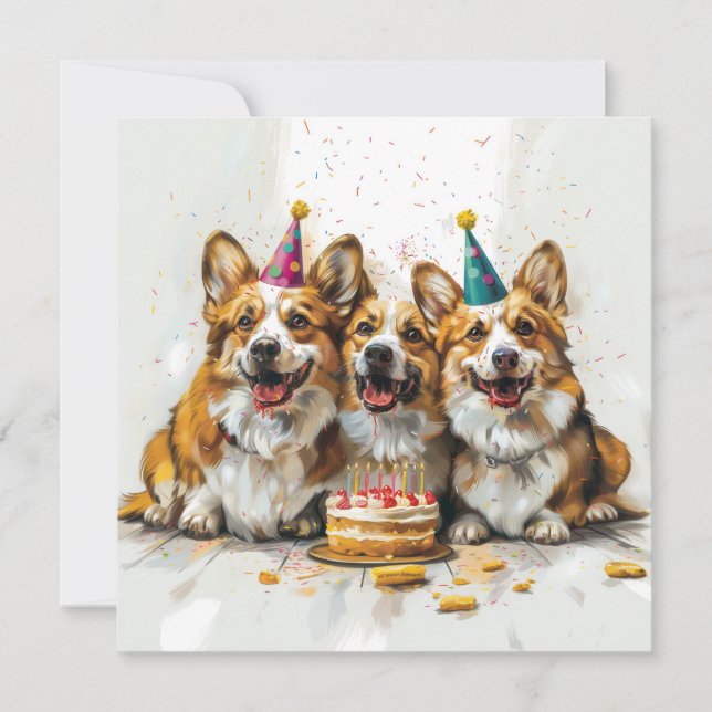 Birthday Pembroke Welsh Corgi Hunde Einladung (Vorderseite)