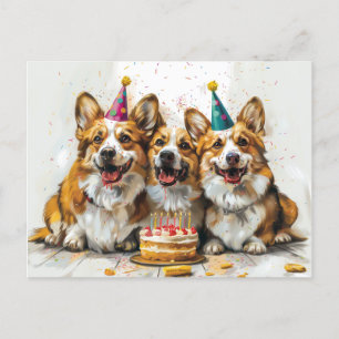 Birthday Pembroke Welsh Corgi Hunde Postkarte