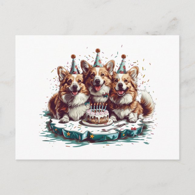 Birthday Pembroke Welsh Corgi Hunde Postkarte (Vorderseite)