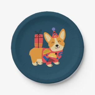 Birthday Pembroke Welsh Corgi Pappteller