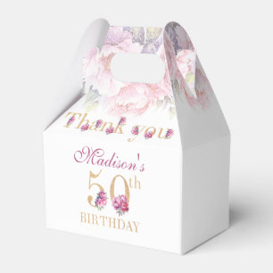 Birthday Peonies Pink Gold Glitzer Custom Geschenkschachtel