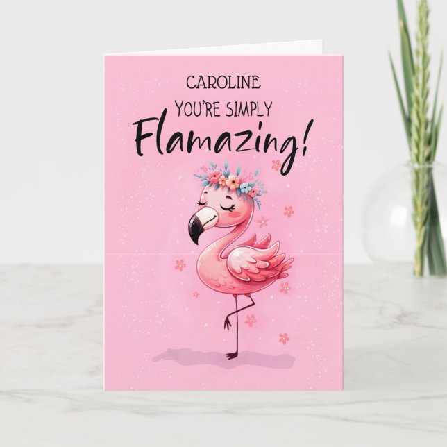 Birthday Personalize mit Flamingo Fabulous Fun Karte (Vorderseite)