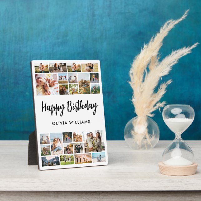 Birthday Personalized 24 Photo Collage Fotoplatte (Seite)