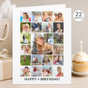 Birthday Photo Collage 22 Pictures Any Age Custom Karte