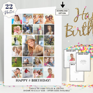 Birthday Photo Collage 22 Pictures Any Age Custom Karte