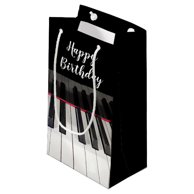 Birthday Piano Keyboard Kleine Geschenktüte (Vorderseite Schrägansicht)