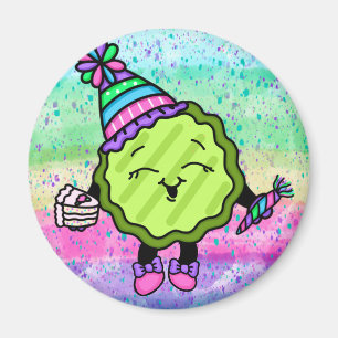 Birthday Pickle   Rosa und Lila Geburtstagshut Magnet