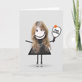 Birthday Pickleball Strichmännchen Girl Karte