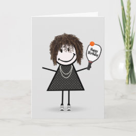 Birthday Pickleball Strichmännchen Girl Karte