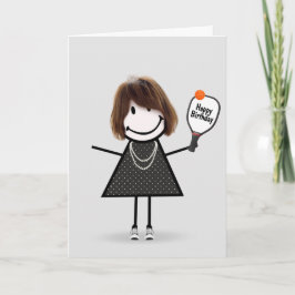 Birthday Pickleball Strichmännchen Girl Karte