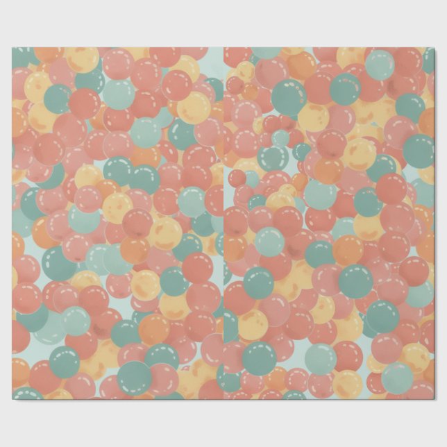 Birthday Picnic, Cute Retro Style Geschenkpapier (Saum)