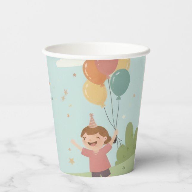 Birthday Picnic, Cute Retro Style Pappbecher (Rückseite)