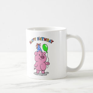 Birthday Pig Cartoon   Hintergrundfarbe auswählen Kaffeetasse