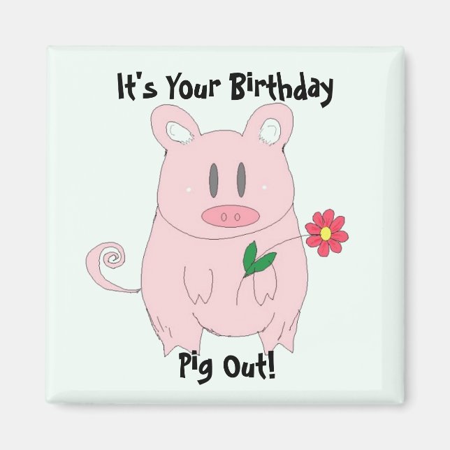 Birthday Piggy Magnet (Vorne)