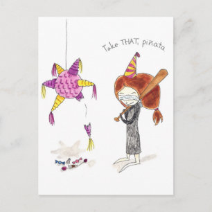 Birthday Pinata Postcard Postkarte