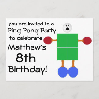 Birthday Ping Pong Party Einladung