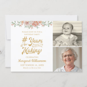 Birthday Pink Bloral JAHRE IM MAKING 2 Foto Einladung