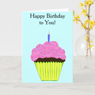 Birthday Pink Cupcake Balloons Karte