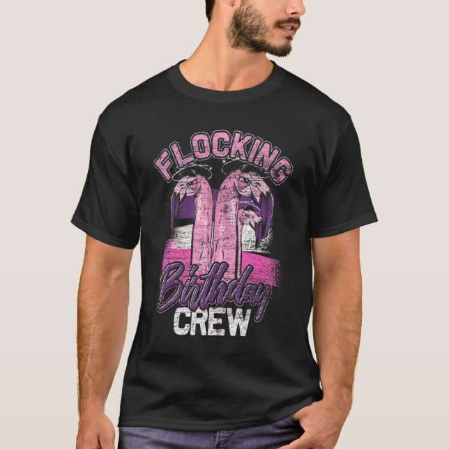 Birthday Pink Feathers Bird Flamingo T-Shirt (Vorderseite)