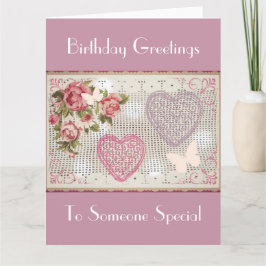 Birthday Pink Floral Decoration Art Karte