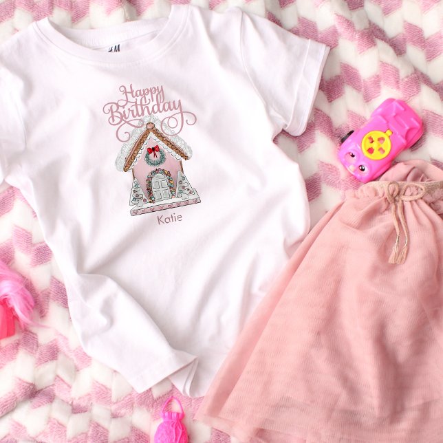 Birthday Pink Gingerbrot Personalisiert T-Shirt (Von Creator hochgeladen)