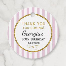 Birthday Pink Gold Stripe Vielen Dank für Ihre Unt Geschenkanhänger