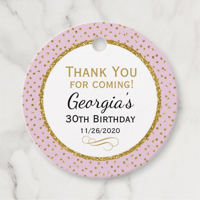 Birthday Pink Gold Vielen Dank für Ihre Unterstütz Geschenkanhänger (Vorderseite)