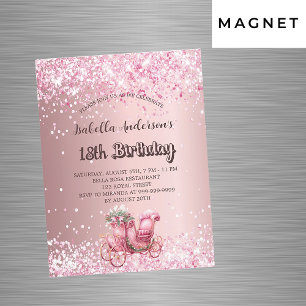 Birthday Pink Kutsche mädchenhaft Luxus Magneteinladung