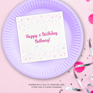 Birthday Pink Lila Confetti Dots Personalisiert Serviette