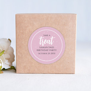 Birthday Pink Minimalistische Niedliche Polka Dots Runder Aufkleber