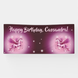 Birthday Pink Pegasus Fantasy Design Banner