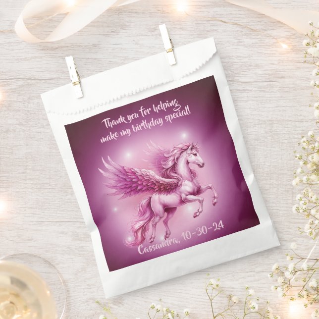 Birthday Pink Pegasus Fantasy Design Geschenktütchen (Ausgeschnitten)