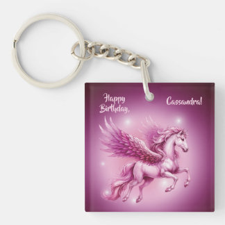Birthday Pink Pegasus Fantasy Design Schlüsselanhänger