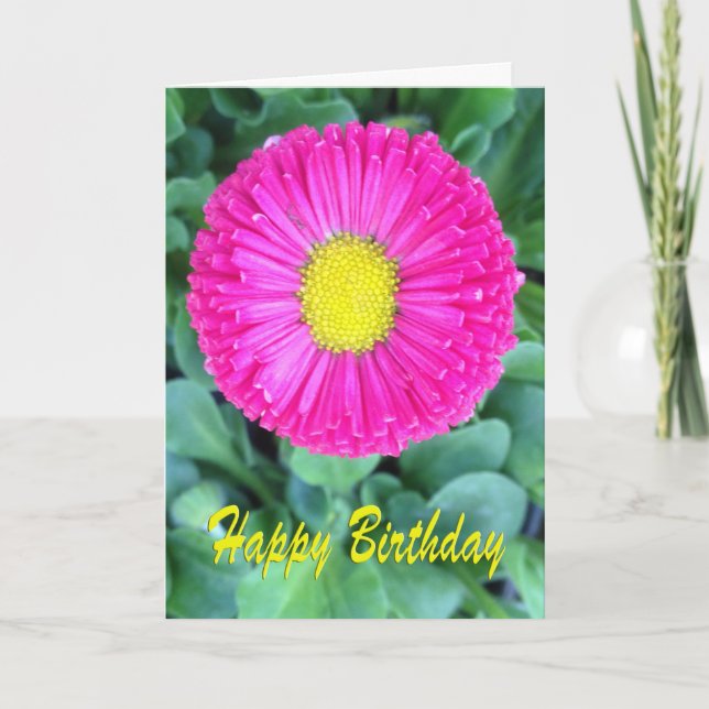 Birthday Pink & Yellow Flower Karte (Vorderseite)