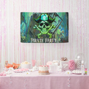 Birthday Pirate Party Skull Theme House Flag Banner
