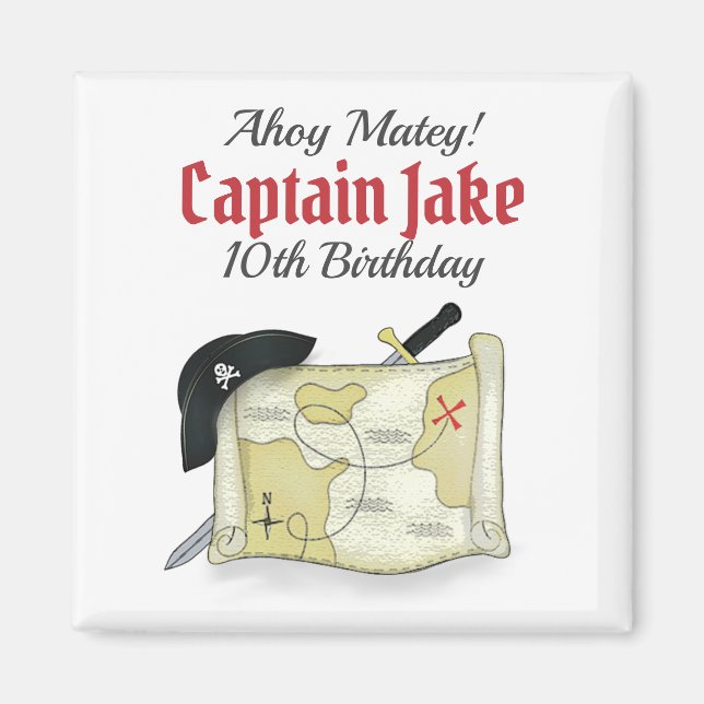 Birthday Pirates Treasure Map Gastgeschenk Magnet (Vorne)